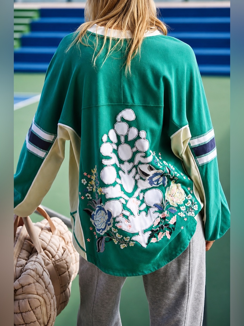NWT Free People Rugby Ready Logo Layer Long Sleeve Shirt